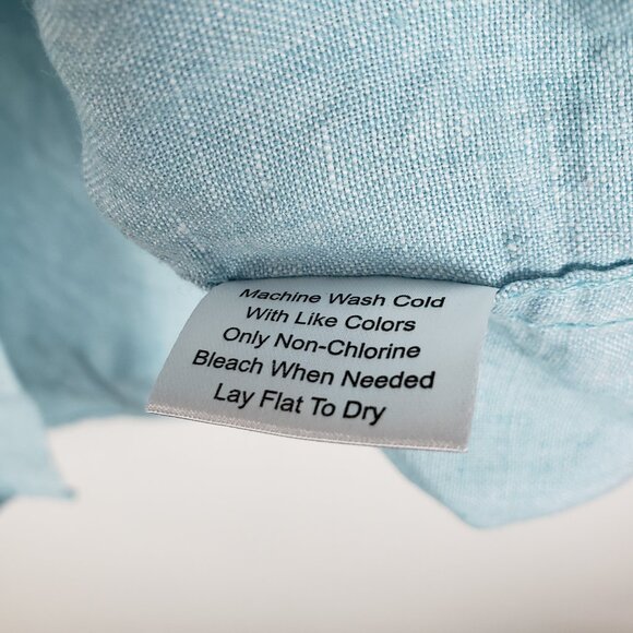 Jos A Bank Aqua Linen Long Sleeve Button Up Shirt Beach Coastal Size Large - Picture 6 of 7